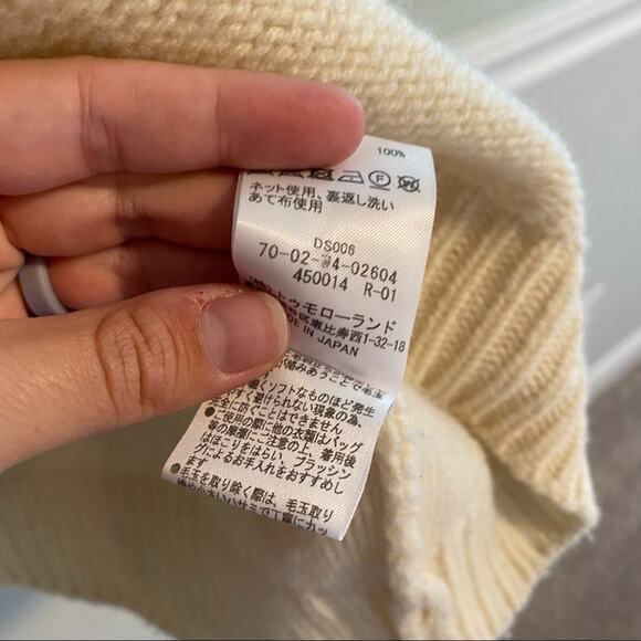 TOMORROWLAND Cream Blue Red Striped Wool V Neck Sweater Small - Picture 9 of 16